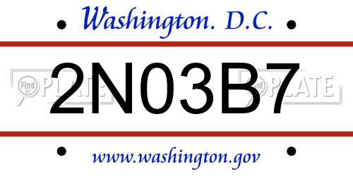 2N03B7 District Of Columbia License Plate