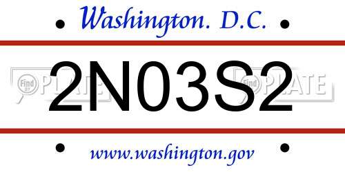 2N03S2 District Of Columbia License Plate