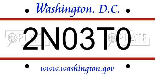 2N03T0 District Of Columbia License Plate