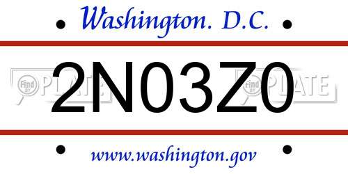 2N03Z0 District Of Columbia License Plate