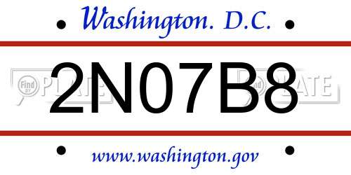 2N07B8 District Of Columbia License Plate