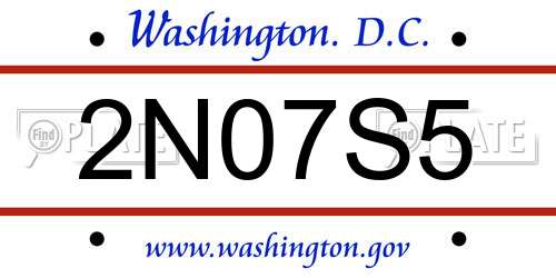 2N07S5 District Of Columbia License Plate
