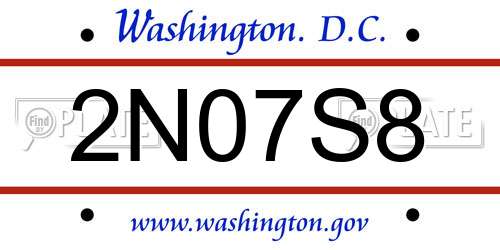 2N07S8 District Of Columbia License Plate