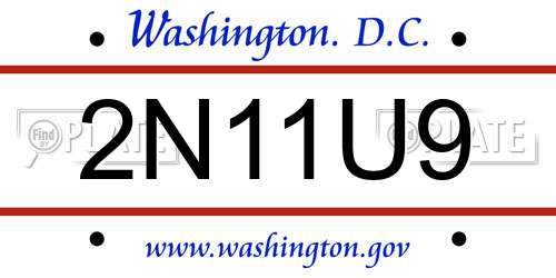 2N11U9 District Of Columbia License Plate