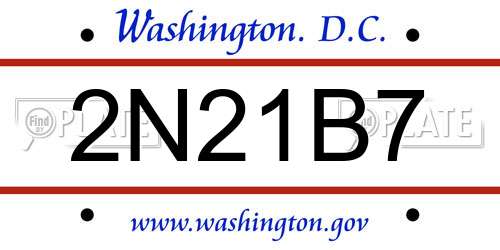 2N21B7 District Of Columbia License Plate
