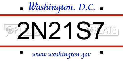 2N21S7 District Of Columbia License Plate