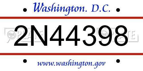 2N44398 District Of Columbia License Plate