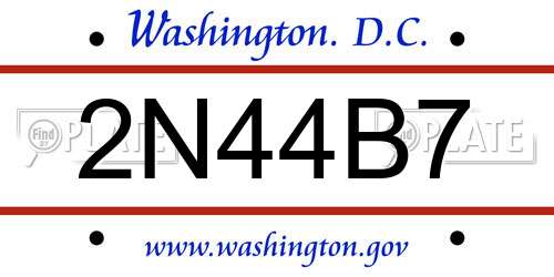 2N44B7 District Of Columbia License Plate