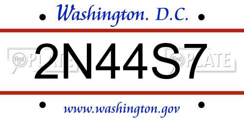 2N44S7 District Of Columbia License Plate
