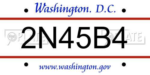 2N45B4 District Of Columbia License Plate