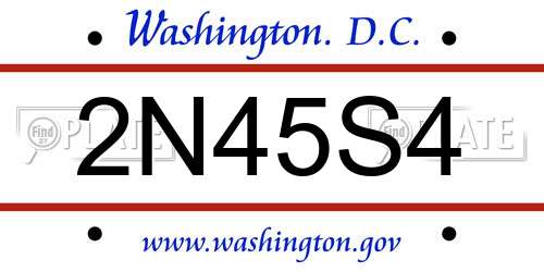 2N45S4 District Of Columbia License Plate