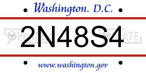 2N48S4 District Of Columbia License Plate