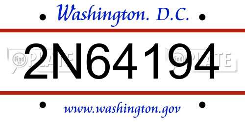2N64194 District Of Columbia License Plate