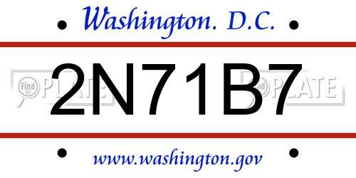 2N71B7 District Of Columbia License Plate