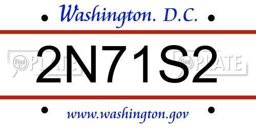 2N71S2 District Of Columbia License Plate
