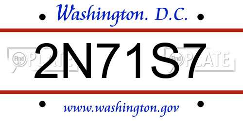 2N71S7 District Of Columbia License Plate