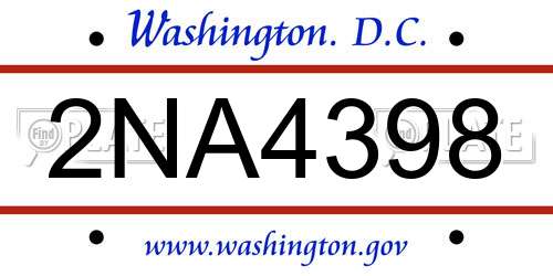 2NA4398 District Of Columbia License Plate