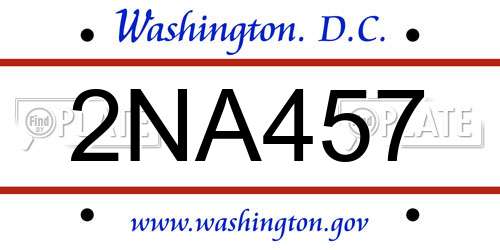 2NA457 District Of Columbia License Plate