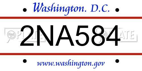 2NA584 District Of Columbia License Plate