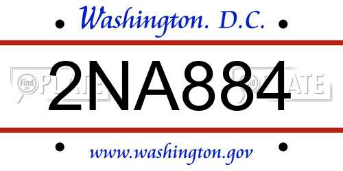 2NA884 District Of Columbia License Plate