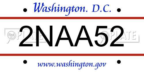 2NAA52 District Of Columbia License Plate