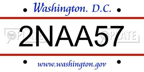 2NAA57 District Of Columbia License Plate