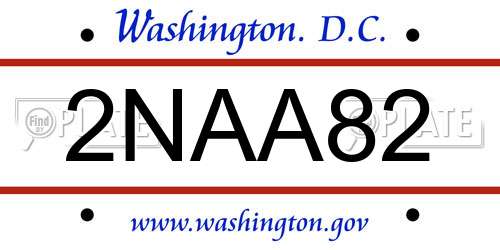 2NAA82 District Of Columbia License Plate