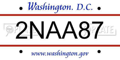 2NAA87 District Of Columbia License Plate