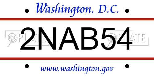 2NAB54 District Of Columbia License Plate