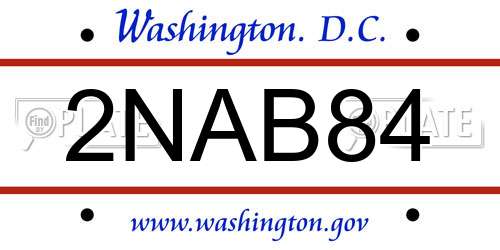 2NAB84 District Of Columbia License Plate