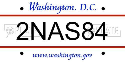 2NAS84 District Of Columbia License Plate