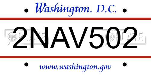 2NAV502 District Of Columbia License Plate