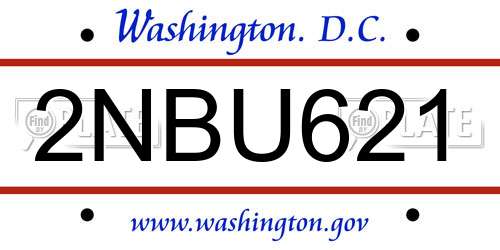 2NBU621 District Of Columbia License Plate