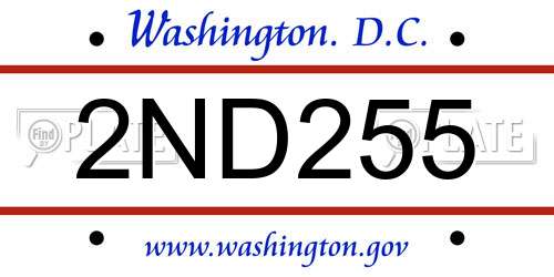 2ND255 District Of Columbia License Plate