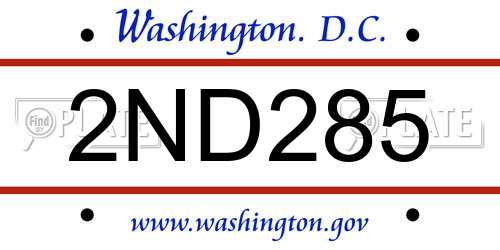 2ND285 District Of Columbia License Plate