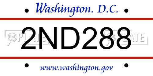 2ND288 District Of Columbia License Plate