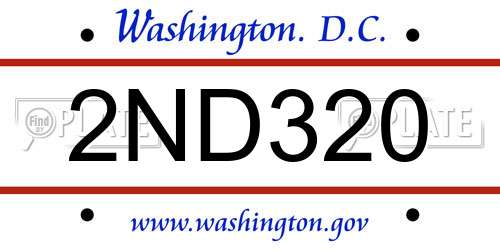 2ND320 District Of Columbia License Plate