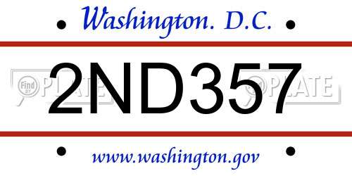 2ND357 District Of Columbia License Plate