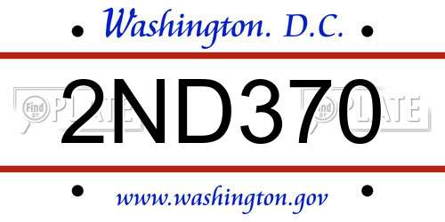 2ND370 District Of Columbia License Plate