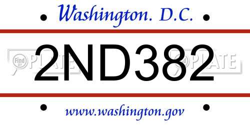 2ND382 District Of Columbia License Plate