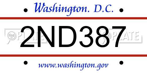 2ND387 District Of Columbia License Plate