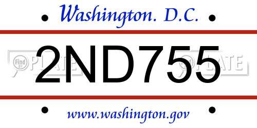 2ND755 District Of Columbia License Plate