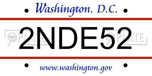 2NDE52 District Of Columbia License Plate