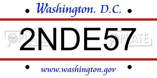 2NDE57 District Of Columbia License Plate