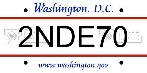 2NDE70 District Of Columbia License Plate