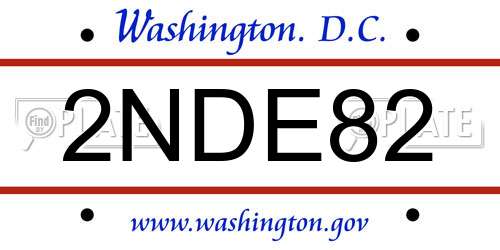 2NDE82 District Of Columbia License Plate
