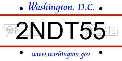 2NDT55 District Of Columbia License Plate