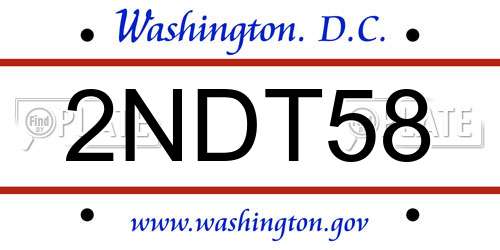 2NDT58 District Of Columbia License Plate