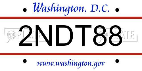 2NDT88 District Of Columbia License Plate