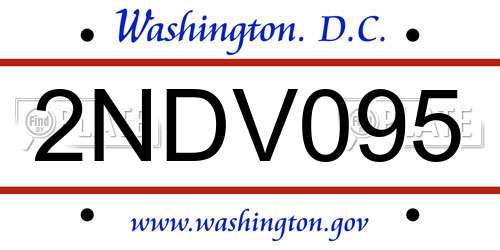 2NDV095 District Of Columbia License Plate